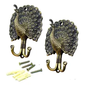 Ailejia 984377415039 1pair Peacock Curtain Holdbacks Zinc Alloy Wall Hook Hanging Ball Straps