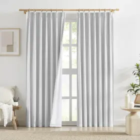 Pp4090wt Aipilto 90 Inch White Linen Full Blackout Curtains Pinch Pleated 2 Panels 100% Block