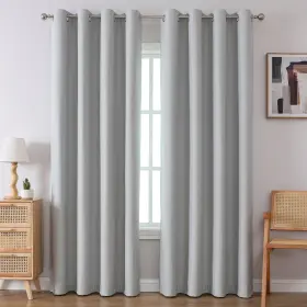 Csmm-gry-5296-airwill Airwill Grommet Blackout Curtains For Living Room Bedroom Window - Set Of 2 W