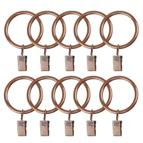 Akihisa 414796281611 10 Pack 2 Inch Dia Metal Curtain Rings With Clips Red Bronze Decorative Drapery