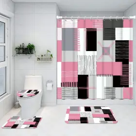 2019asscurtain013set4-pink-a All Smiles Shower Curtain Sets Pink Bathroom With Curtains And Ru