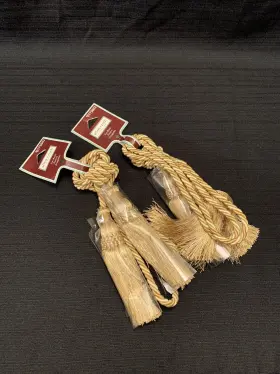 0173602 Allen Roth Curtain Tieback 26 Inch Cord Rope 6.5 Tassel Gold Dark Set Of 2