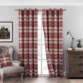Always4u 741416258264 Classic Red Plaid Curtains Highland Woolen Look Tartan Farmhouse W Inch