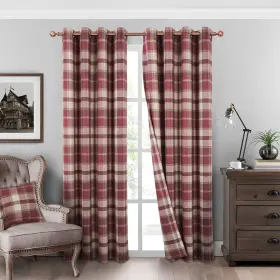 Always4u 741416258264 Classic Red Plaid Curtains Highland Woolen Look Tartan Farmhouse W Inch