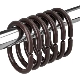 Amazer 620200837806 Plastic Shower Curtain Rings 24 Pcs Brown Showe