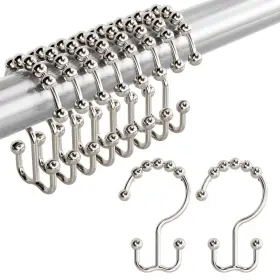 Amz-hk-1441 Amazer Shower Curtain Hooks Rust-resistant Metal Double Rings