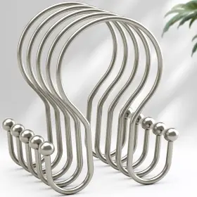 Amazerbath 975770450574 Shower Curtain Hooks Brushed Nickel Rings Simple D