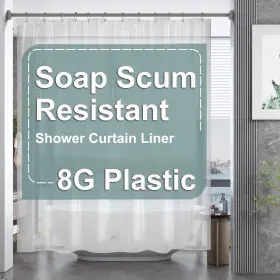 Hqq-15-36 Amazerbath Short Shower Curtain Plastic 72 X 65 Inches Peva Clear Cur