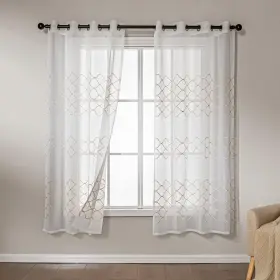 Ab-abl6whis-52 Amazon Basics Ab-abl6whis-52× 72in Embroidery 2-piece Indoor Curtain Set Light Filtering Hollow S