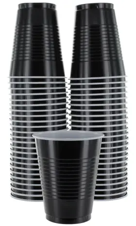 2753 Amcrate Disposable Cups Black 18-ounce Plastic Party Strong And Sturdy For Wed