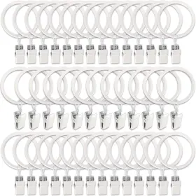 Amzseven 194467449394 40 Pack Metal Curtain Rings With Clips Drapery Hooks Decorative Curta