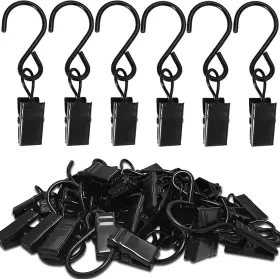 Amzseven 313040037074 Stainless Steel S Hooks Curtain Clips 50 Pack Hanging
