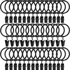 Amzseven 313093452404 40 Pack Metal Curtain Rings With Clips 1.5 Inch Interior Diameter Decorative Drape