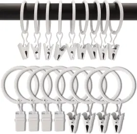 Amzseven 445007880898 90 Pack Curtain Rings With Clips Drapery Drapes 1.26 In