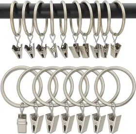 Amzseven 445033693615 100 Pack Metal Curtain Rings With Clips Drapery Hooks Decorative