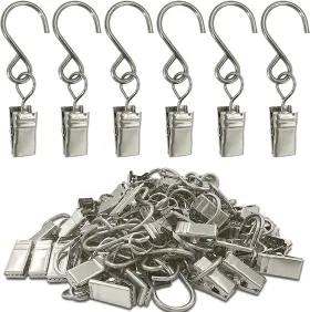Amzseven 445056263284 50-pack Stainless Steel S-hooks 2.4 Inch Curtain Clips For Hanging Lights Photos