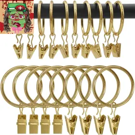 Amzseven 711181262605 100 Pack Metal Curtain Rings With Clips Drapery Hooks Decorativ