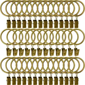 Amzseven 711181699913 40pcs Metal Curtain Rings With Clips 1.5 Inch Id Drapery Hooks Antique Bronze