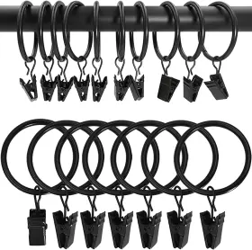 Amzseven 726084521957 100 Pack Metal Curtain Rings With Clips Drapery Hooks Decorative