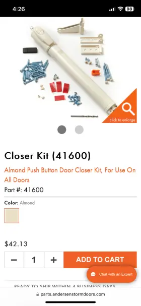 41600 Anderson Screen And Storm Door Install Kit - Almond Color #41600 Brand New