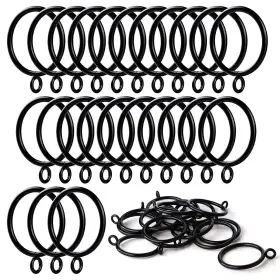 Anjuu 286789873324 24 Pack 38mm Inner Diameter Metal Curtain Drape Sliding Eyelet Rings Black Tone