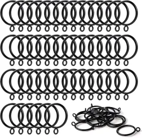 Anjuu 445003640649 48 Pack 38mm Inner Diameter Metal Curtain Drape Sliding Eyelet Rings Black Tone