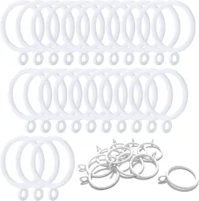 Anjuu 445048718778 24 Pack 38mm Inner Diameter Metal Curtain Drape Sliding Eyelet Rings White Tone