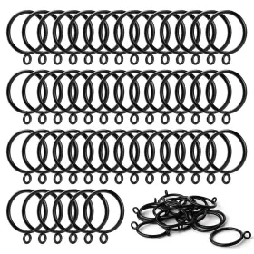 Anjuu 717113806154 48 Pack 38mm Inner Diameter Metal Curtain Drape Sliding Eyelet Rings Black Tone