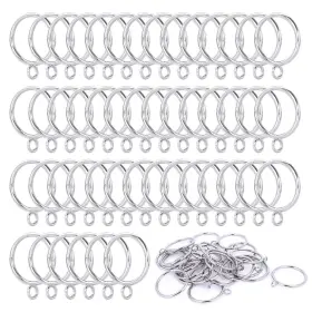 Anjuu 717113806178 48 Pack 38mm Inner Diameter Metal Curtain Drape Sliding Eyelet Rings Silver Tone