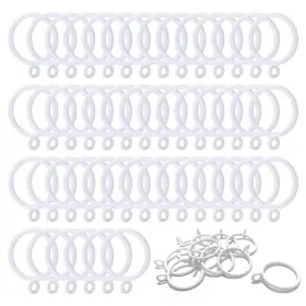 Anjuu 717113806185 48 Pack 38mm Inner Diameter Metal Curtain Drape Sliding Eyelet Rings White Tone