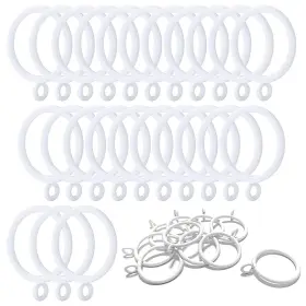 Anjuu 890730161461 24 Pack 38mm Inner Diameter Metal Curtain Drape Sliding Eyelet Rings White Tone