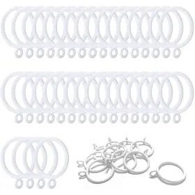 Anjuu 890730161478 36 Pack 38mm Inner Diameter Metal Curtain Drape Sliding Eyelet Rings White Tone