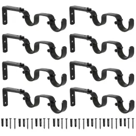 Pob8 Anndason Heavy Duty Curtain Rod Brackets - Adjustable Double Holders 1 Inch 8 Pc