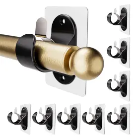 Tptzj843 Antimbee 8 Pack Black Curtain Rod Bracket No Drilling Adhesive Rods