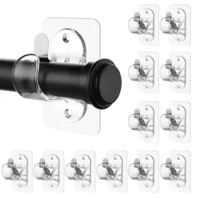 Tpzj812 Antimbee 12 Pack Transparent Curtain Rod Bracket No Drilling Adhesive Curtai