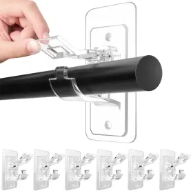 Zsz106 Antimbee 6-pack No Drill Needed Curtain Rod Holders Self Adhesive Brackets Multi
