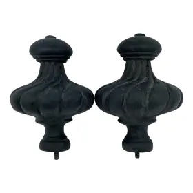 Antique Drapery Rod Co. 700032616896 Finials Italian I Inch Finial Black Wash Set Of 2