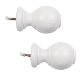 Hjl20230070 Antrader Finials For Curtain Rods 2 Pcs Wood Ball-shaped Drapery Wh