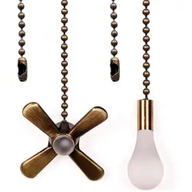 Lb-bronze-1 Aoprofree Ceiling Fan Pull Chain Pulls Set With Connector 2 Pcs 12 Inches Beaded