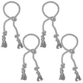 Apipi 881395684552 4 Pcs Grey Natural Cotton Curtain Tiebacks- Farmhouse Style Hol