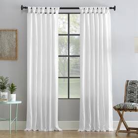 Archaeo 54870 - Washed 100% Cotton Twist Tab Curtain 52 Inch X 63 Panel White
