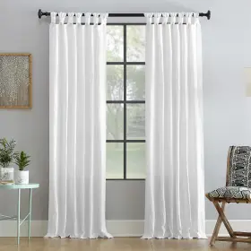 54870 Archaeo - Washed 100% Cotton Twist Tab Curtain 52 Inch X 63 Panel White