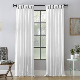 Archaeo 54874 Washed Cotton Twist Tab Curtain 52 Inch X 84 White