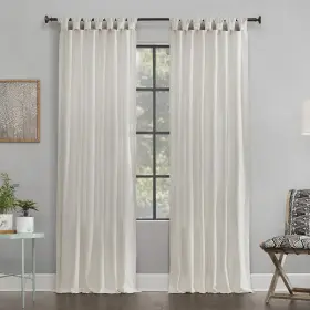 56535 Archaeo Washed Cotton Twist Tab Curtain 52 Inch X 84 Cream