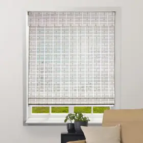 04cbo280600 Arlo Blinds Sheer Bamboo Roman Shades With Valance - 28 Inch W X 60 H Whitewash