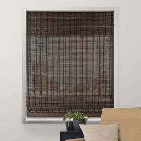 Arlo Blinds 04cbr340740 Sheer Bamboo Roman Shades With Valance - 34 Inch W X 74 H Dali Walnut