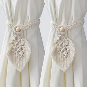 Artilady 768488616990 2pack Curtain Tiebacks Handmade Holdbacks - Farmhouse Holder Hand-woven