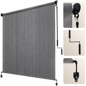 Artpuch Rc0808-05gpj Patio Shades Roll Up Outdoor Roller Shade 8ftwx8fth Cordless Exterio