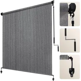 Rc0808-05gpj Artpuch Patio Shades Roll Up Outdoor Roller Shade 8ftwx8fth Cordless Exterio