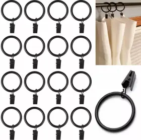 Atb 795735286074 16 X Curtain Pole Rod Voile Clips Rings Metal Hanging Hooks Drapery Black 1.57 Inch